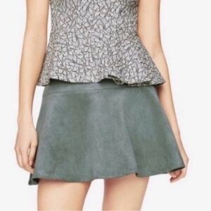 BCBGMaxAzria | Dusty Aqua Faux Suede Skater Skirt | Sz M